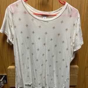 Old Navy White T Shirt with Gold Stamps